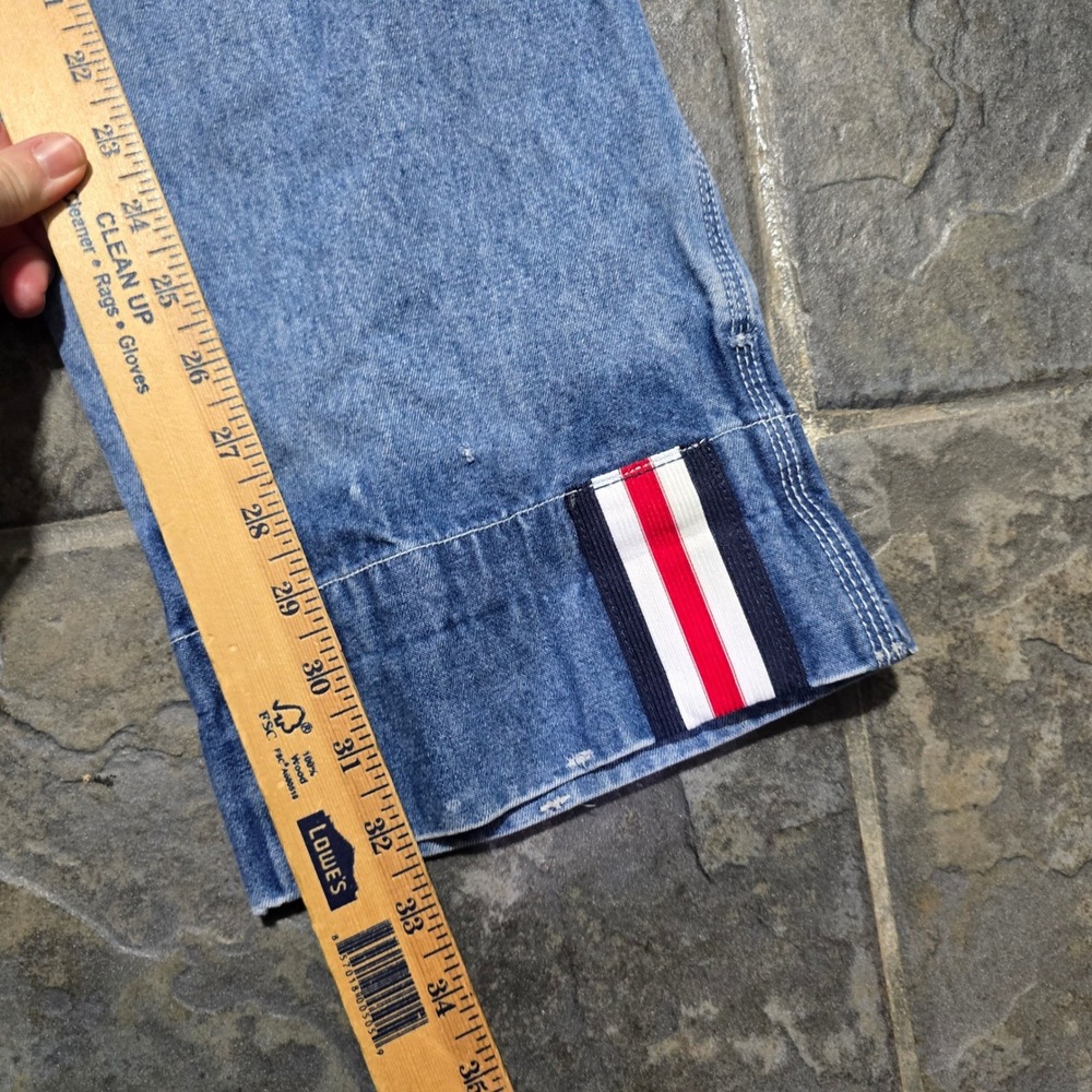 Revolt Denim Overalls Women Small Blue Striped Wide Leg Carpenter 90s Vintage - Picture 4 of 9